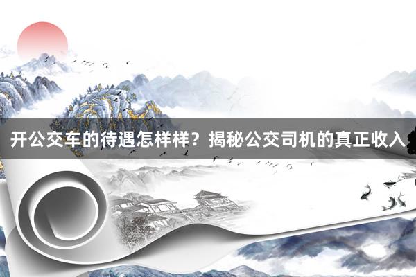 开公交车的待遇怎样样？揭秘公交司机的真正收入